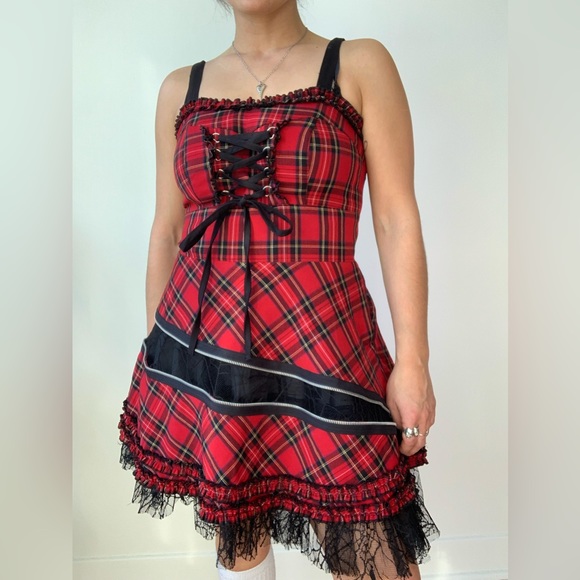 Hell Bunny Dresses & Skirts - Hell Bunny red and black tartan dress